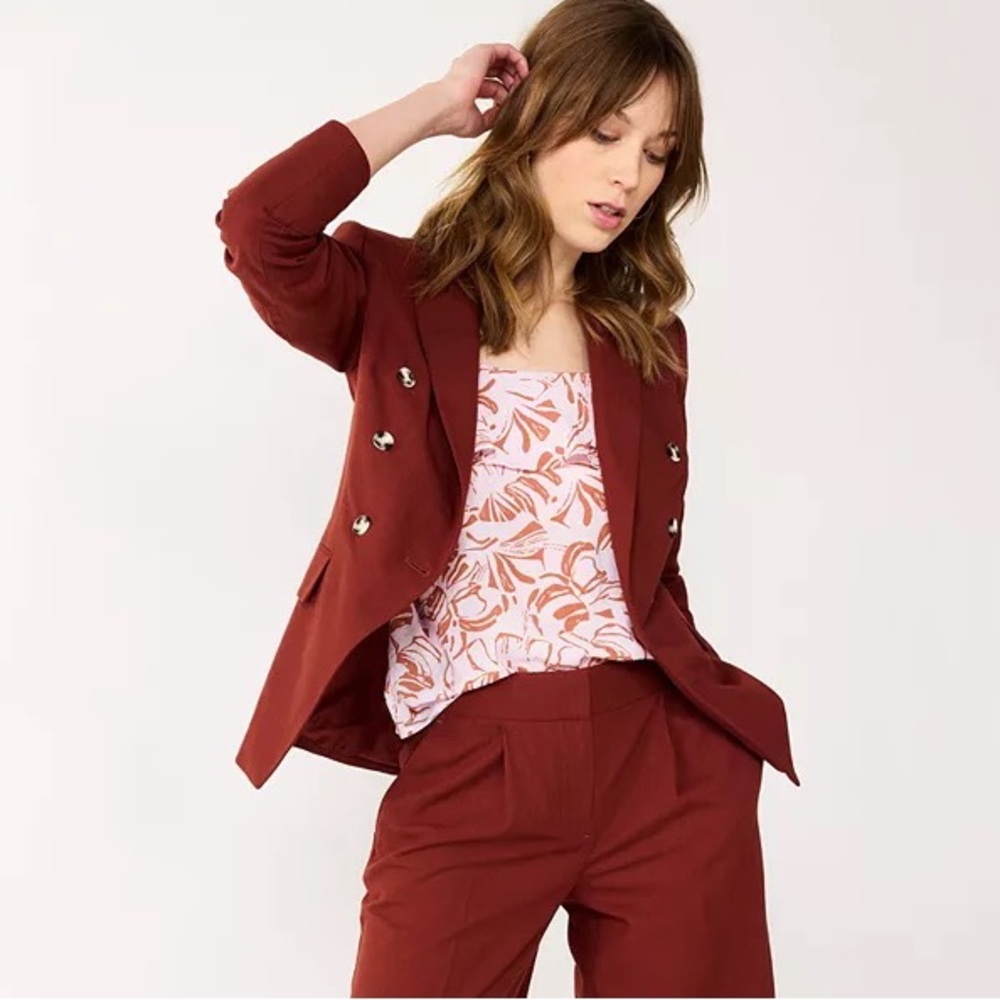 Nine West Rust Double-Breasted Blazer
